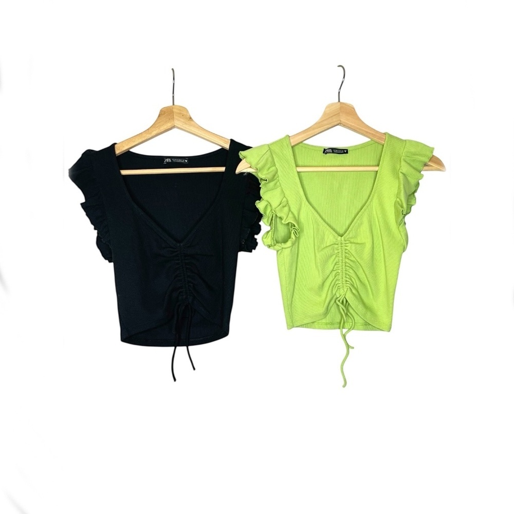 2 Bundle Crop Zara Tops Front Rouching